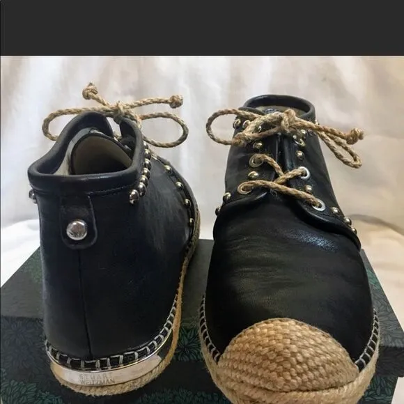Stuart Weitzman Studded Leather Espadrilles 8.5