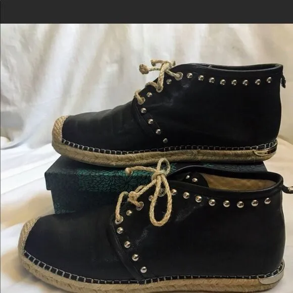 Stuart Weitzman Studded Leather Espadrilles 8.5