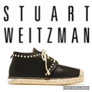Stuart Weitzman Studded Leather Espadrilles 8.5