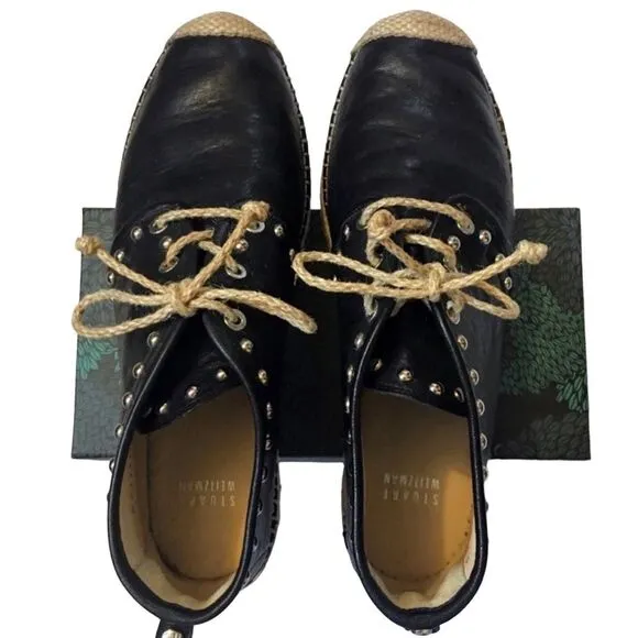 Stuart Weitzman Studded Leather Espadrilles 8.5