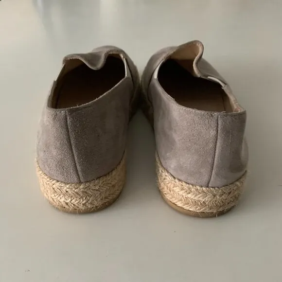 Stuart Weitzman Suede Espadrilles Shoes Jute Flats Gray Sz 7.5