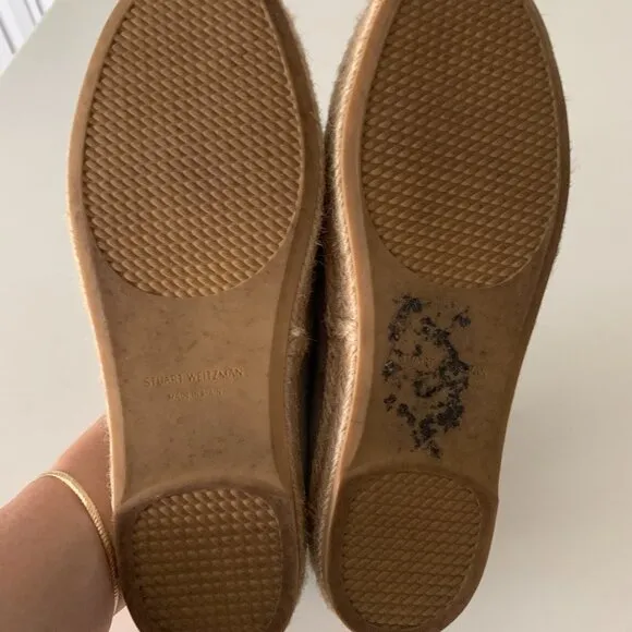 Stuart Weitzman Suede Espadrilles Shoes Jute Flats Gray Sz 7.5