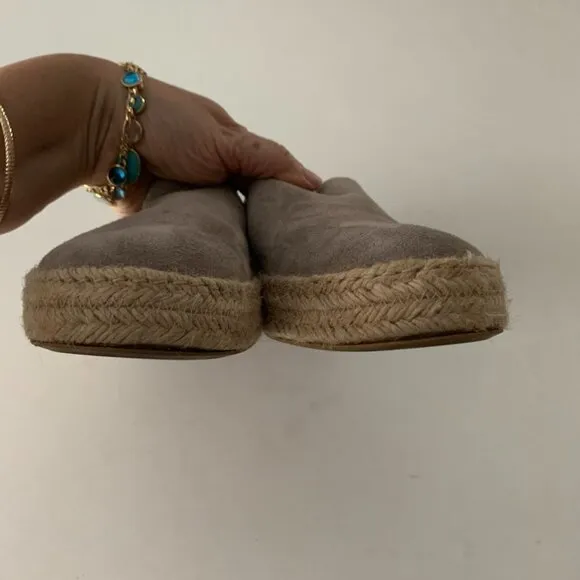 Stuart Weitzman Suede Espadrilles Shoes Jute Flats Gray Sz 7.5