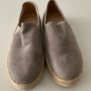 Stuart Weitzman Suede Espadrilles Shoes Jute Flats Gray Sz 7.5