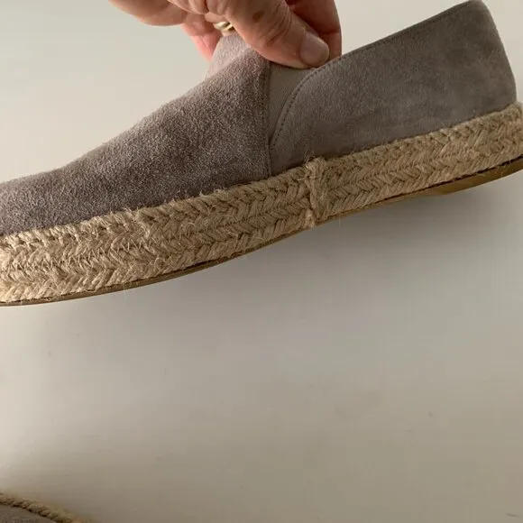 Stuart Weitzman Suede Espadrilles Shoes Jute Flats Gray Sz 7.5