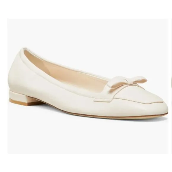 Stuart Weitzman Tully Loafer Seashell Lacquered Nappa Size 6.5 NIB Ballet Flat