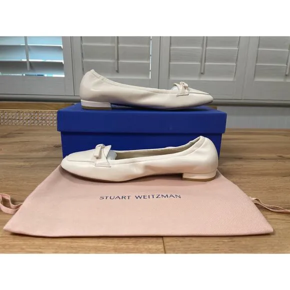 Stuart Weitzman Tully Loafer Seashell Lacquered Nappa Size 6.5 NIB Ballet Flat