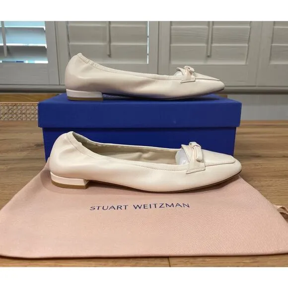 Stuart Weitzman Tully Loafer Seashell Lacquered Nappa Size 6.5 NIB Ballet Flat