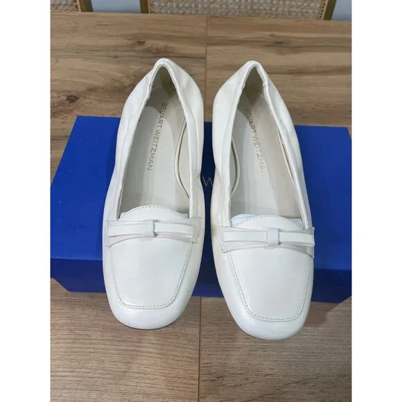 Stuart Weitzman Tully Loafer Seashell Lacquered Nappa Size 6.5 NIB Ballet Flat