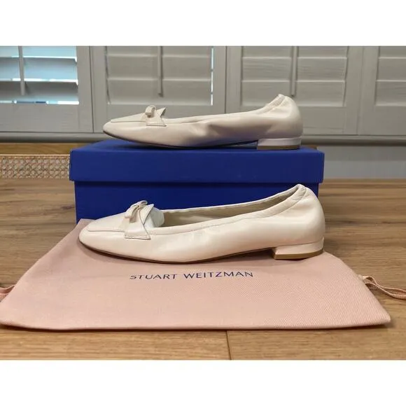 Stuart Weitzman Tully Loafer Seashell Lacquered Nappa Size 6.5 NIB Ballet Flat