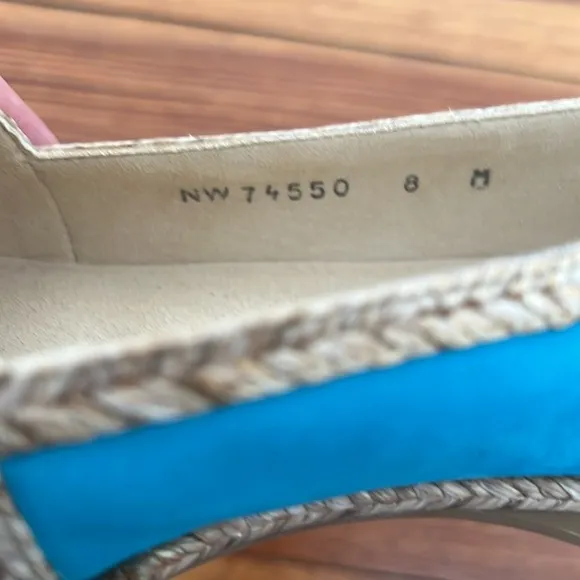 Stuart Weitzman Turquoise Blue and Silver Flat Espadrilles Women's Shoes - Sz 8