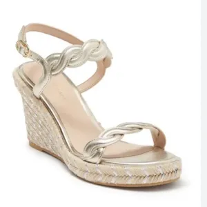 Stuart Weitzman Twist EspadrilleWedge Sandal 3” In shimmer Metallic size 9 NEW