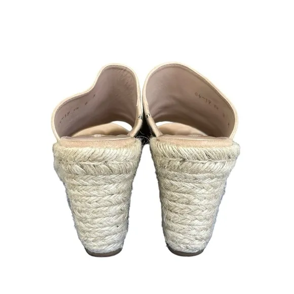 Stuart Weitzman Womens Size 8 Marabella Beige Suede Espadrille Wedge Mules