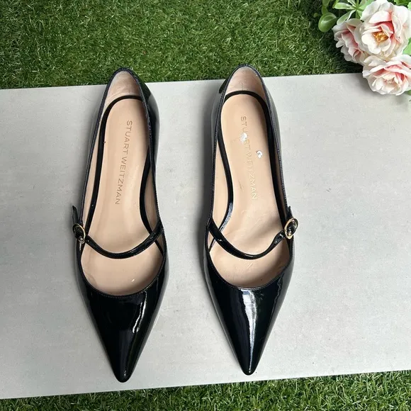 STUART WEITZMANEmilia black Patent Mary Jane Ballerina Flats Sz6.5 gently used