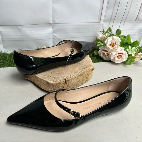 STUART WEITZMANEmilia black Patent Mary Jane Ballerina Flats Sz6.5 gently used