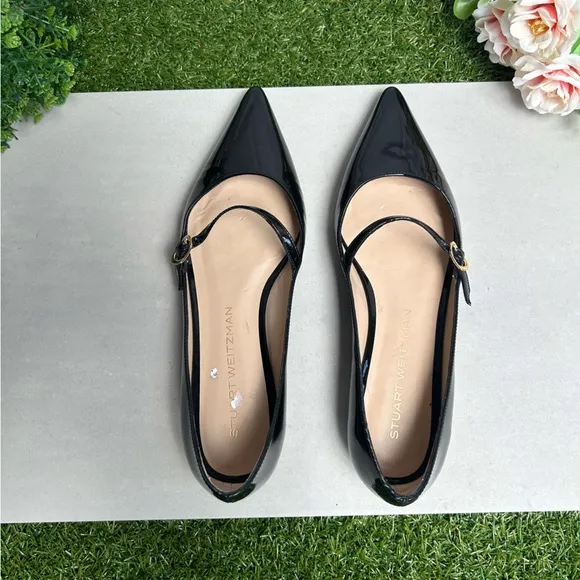 STUART WEITZMANEmilia black Patent Mary Jane Ballerina Flats Sz6.5 gently used