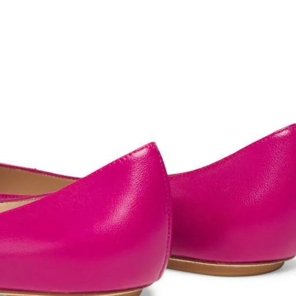 Stuart WeitzmanEmilia Pointed-Toe Leather Ballet Flats BEGONIA women sz 9 NEW