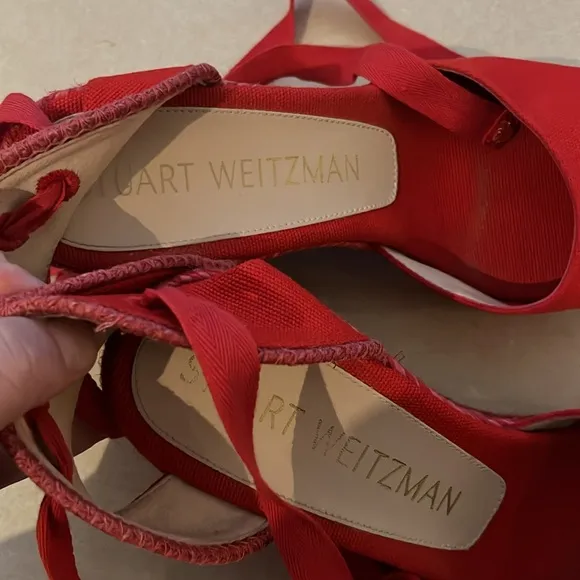 Stuart Weizmann Red MARGUERITA size 8,5 excellent condition, clean espadrilles