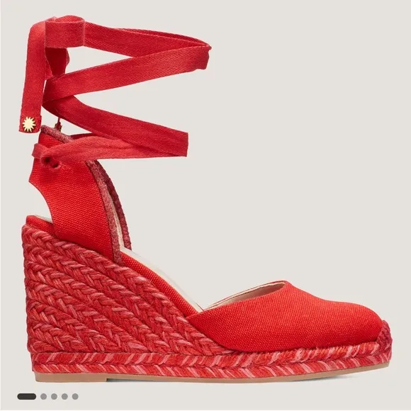 Stuart Weizmann Red MARGUERITA size 8,5 excellent condition, clean espadrilles