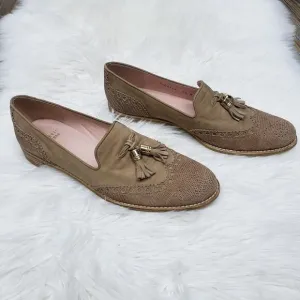 Stuart Weitzman Guything Wingtip Tassel Loafer Lizard Print Suede Leather 9.5