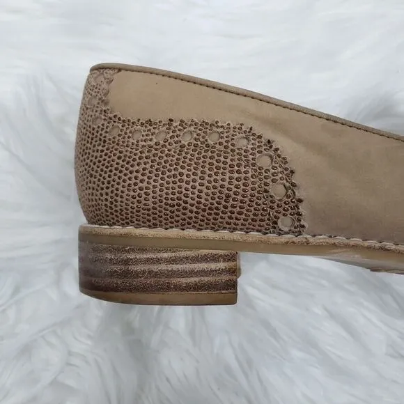 Stuart Weitzman Guything Wingtip Tassel Loafer Lizard Print Suede Leather 9.5