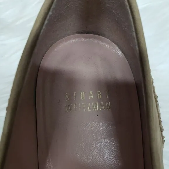 Stuart Weitzman Guything Wingtip Tassel Loafer Lizard Print Suede Leather 9.5