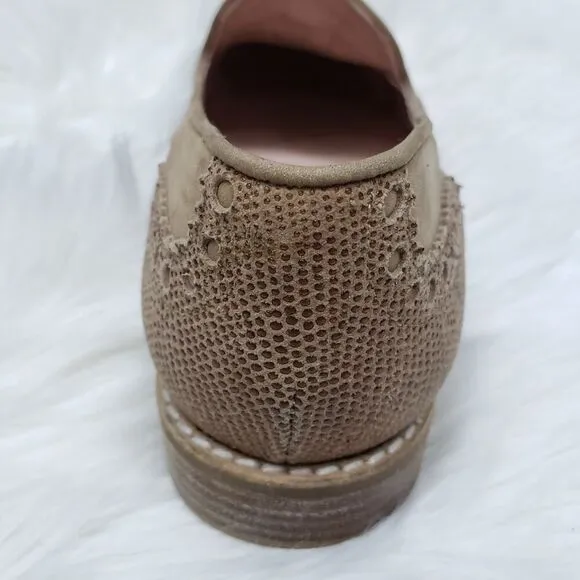 Stuart Weitzman Guything Wingtip Tassel Loafer Lizard Print Suede Leather 9.5