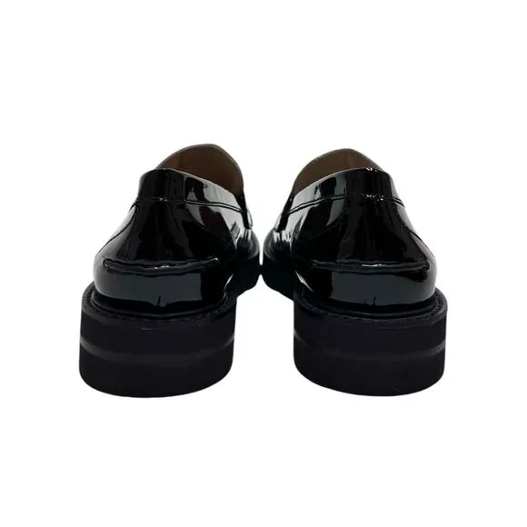 STUART WEITZMAN Palmer Black &amp; White Patent Leather Loafers