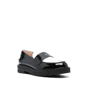 STUART WEITZMAN Palmer Black &amp; White Patent Leather Loafers