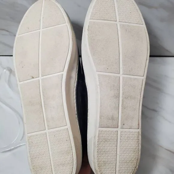 Stuart Weitzman Black White Leather Slip On Sneakers Size 9