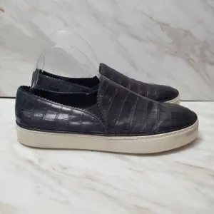 Stuart Weitzman Black White Leather Slip On Sneakers Size 9