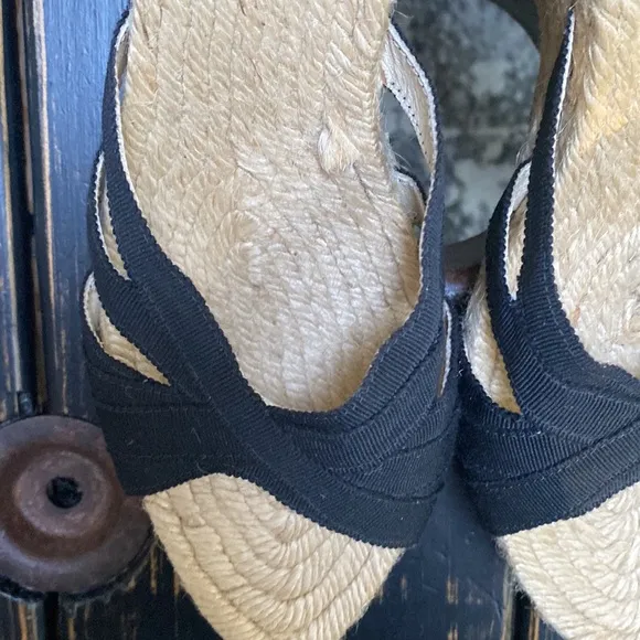 Stubbs &amp; Wootton Grace Rib Black Wedge Espadrilles