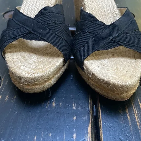Stubbs &amp; Wootton Grace Rib Black Wedge Espadrilles