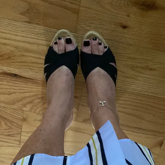 Stubbs &amp; Wootton Grace Rib Black Wedge Espadrilles