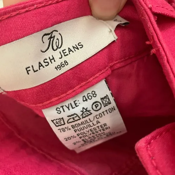 Swedish Brand Flash Jeans Fuchsia Pink Ruffle Stretch Cotton Skirt 44