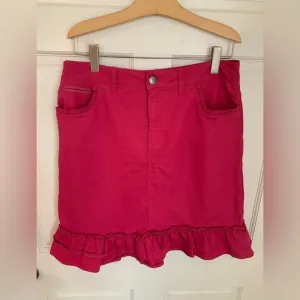 Swedish Brand Flash Jeans Fuchsia Pink Ruffle Stretch Cotton Skirt 44