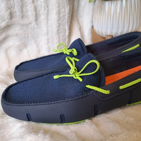 Swims Braided Lace Lux Loafers Summer Boat‎ Shoes Navy Blue Men's Size 10