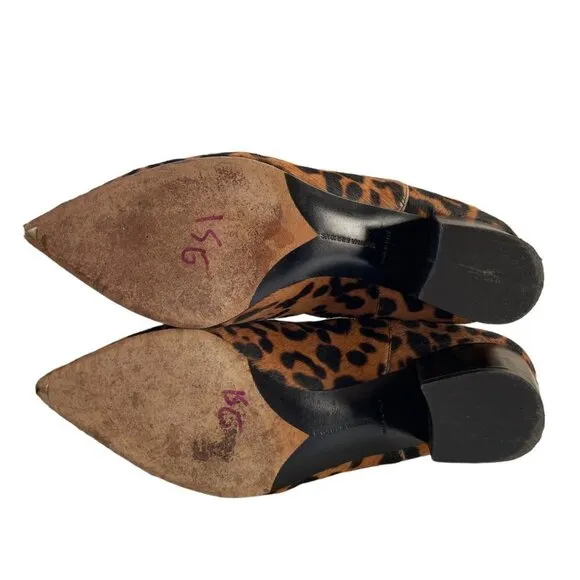 Tabitha Simmons Shadow Leopard Print Calf Hair Ankle Boots Brown Size 39.5