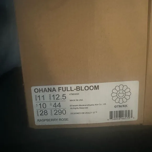 Takashi Murakami Ohana Full-Bloom Raspberry Rose | Mens 11 100% Authentic