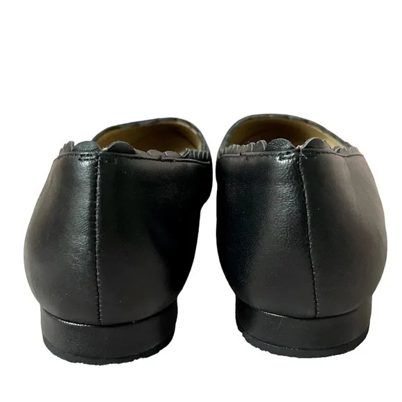Talbots Edison Black Scalloped Leather Flats size 9