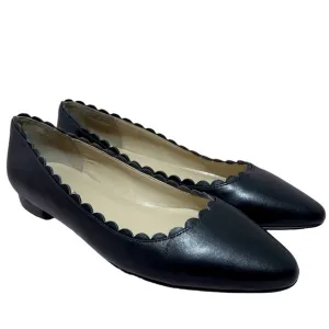 Talbots Edison Black Scalloped Leather Flats size 9