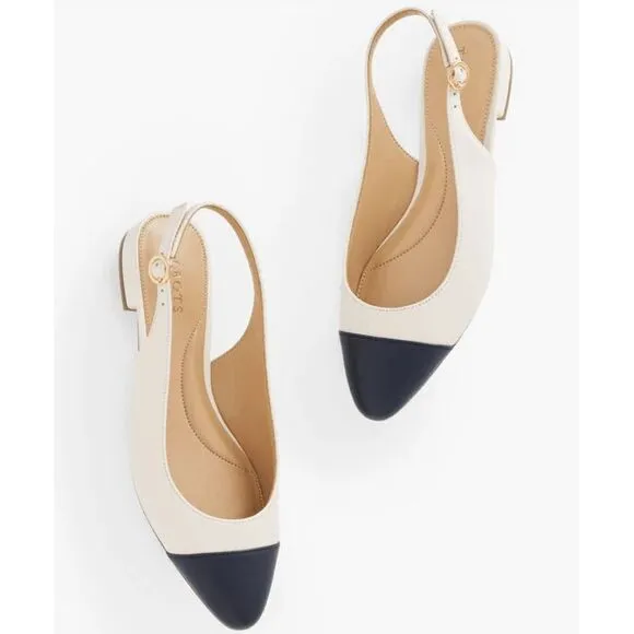 Talbots Ivory Edison Nappa Slingback Flats- size 8.5