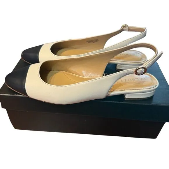 Talbots Ivory Edison Nappa Slingback Flats- size 8.5