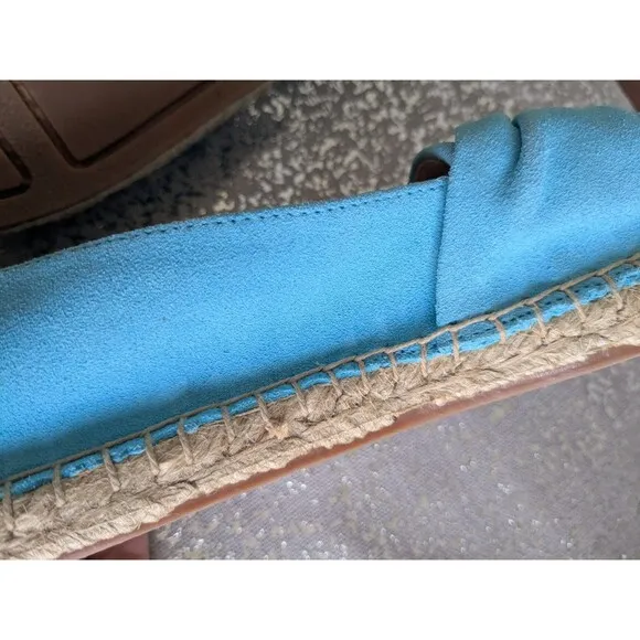Talbots Izzy Cinched Suede Espadrilles Shoes Womens Sz 8.5 M Aqua Breeze Low Top