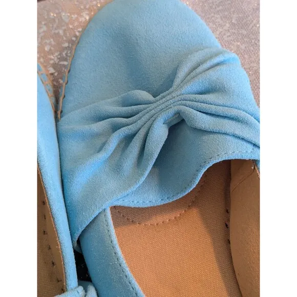 Talbots Izzy Cinched Suede Espadrilles Shoes Womens Sz 8.5 M Aqua Breeze Low Top