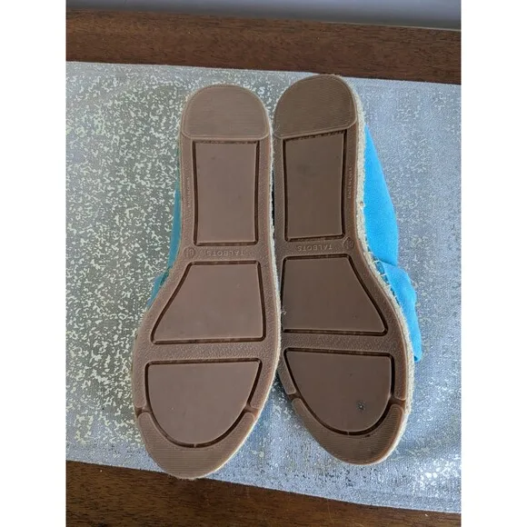 Talbots Izzy Cinched Suede Espadrilles Shoes Womens Sz 8.5 M Aqua Breeze Low Top