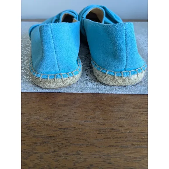 Talbots Izzy Cinched Suede Espadrilles Shoes Womens Sz 8.5 M Aqua Breeze Low Top