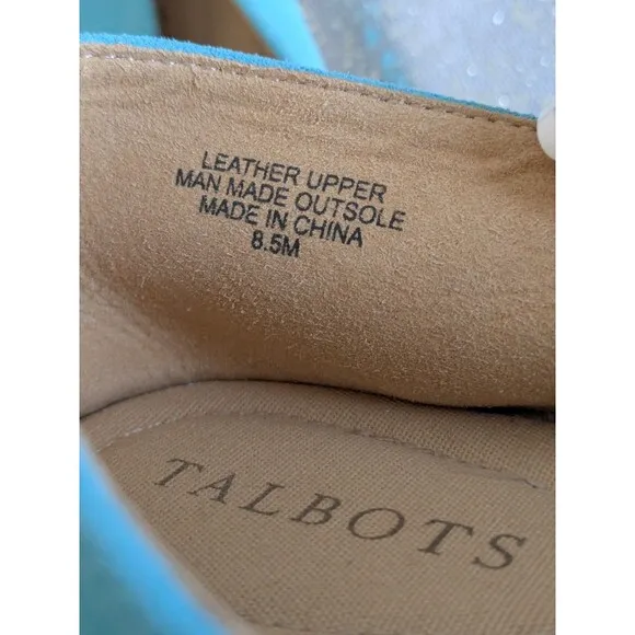 Talbots Izzy Cinched Suede Espadrilles Shoes Womens Sz 8.5 M Aqua Breeze Low Top