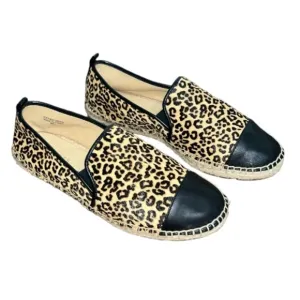 TALBOTS Izzy Flats Calf Hair Leather Espadrilles Leopard Print Cap toe size 8