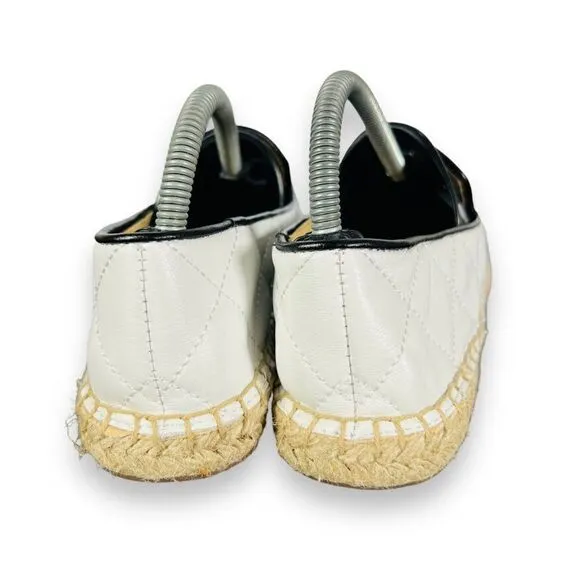Talbots Izzy Quilted Soft Nappa Espadrilles Flats White / Black Women's 6M